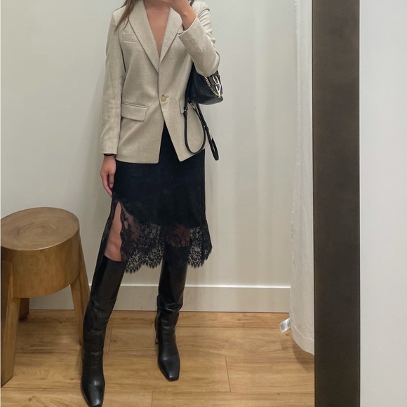 Vince Single Breasted Wool Blazer Heather Oatmeal size - 00 - Picture 6 of 9